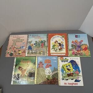 Vintage Little Golden Book Spongebob Chicken, Bambi, Pooh, Snowstorm….Lot 7